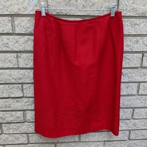 Vintage Lenin Blend Pencil Skirt Floral Eyelet Embriordery Sz 10 EUC Kasper & Co